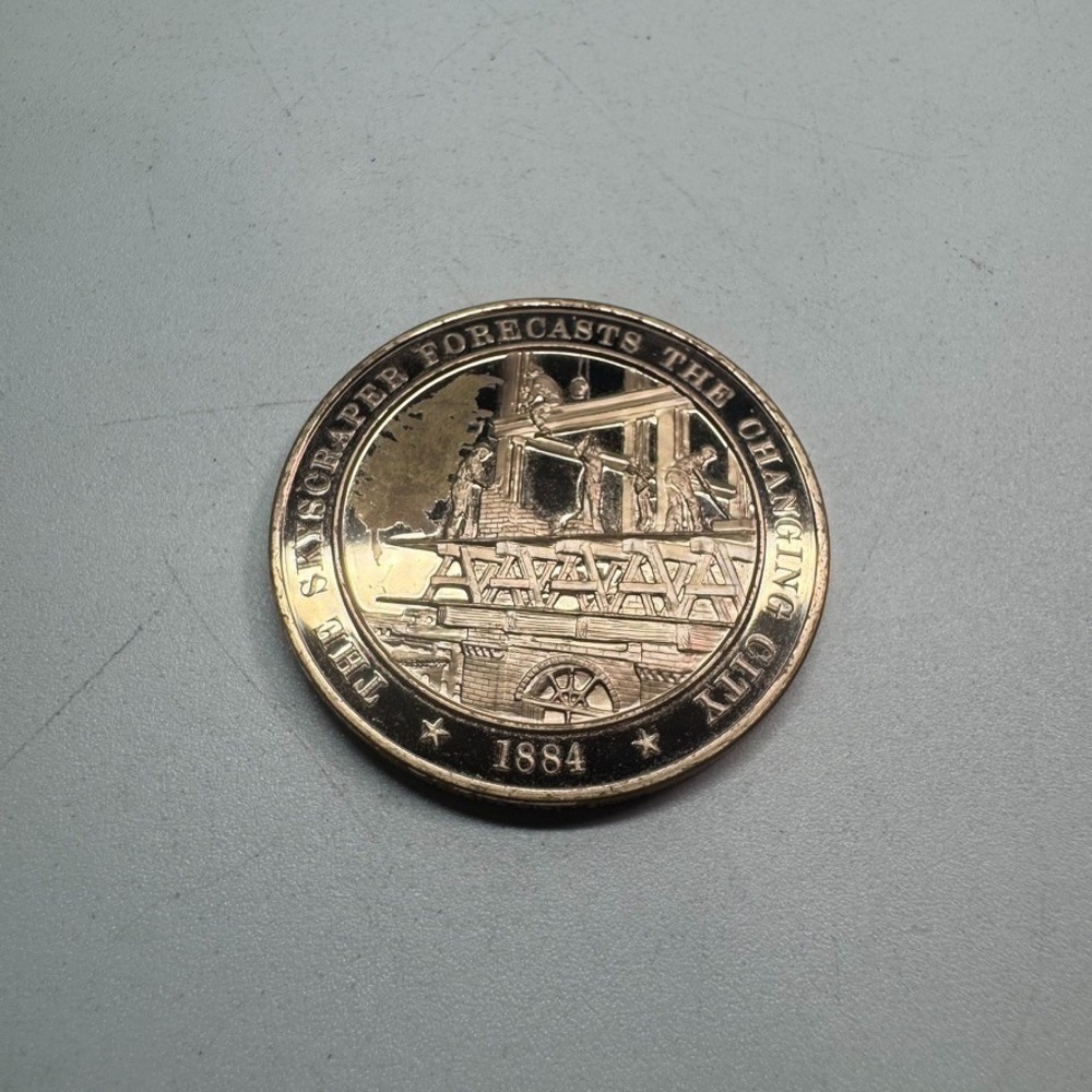 The Skyscraper Forecasts the Changing City 1884 - 60s Era Bronze 1 3/4" Medal